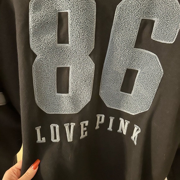 PINK Victoria's Secret Black Sweatshirt with Gray 86 - Picture 4 of 5